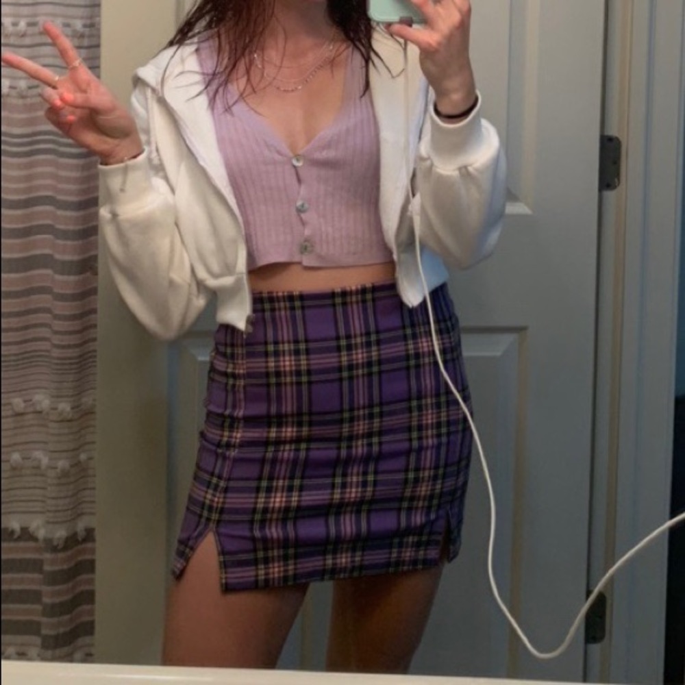Brandy Melville J Galt Purple Plaid Skirt